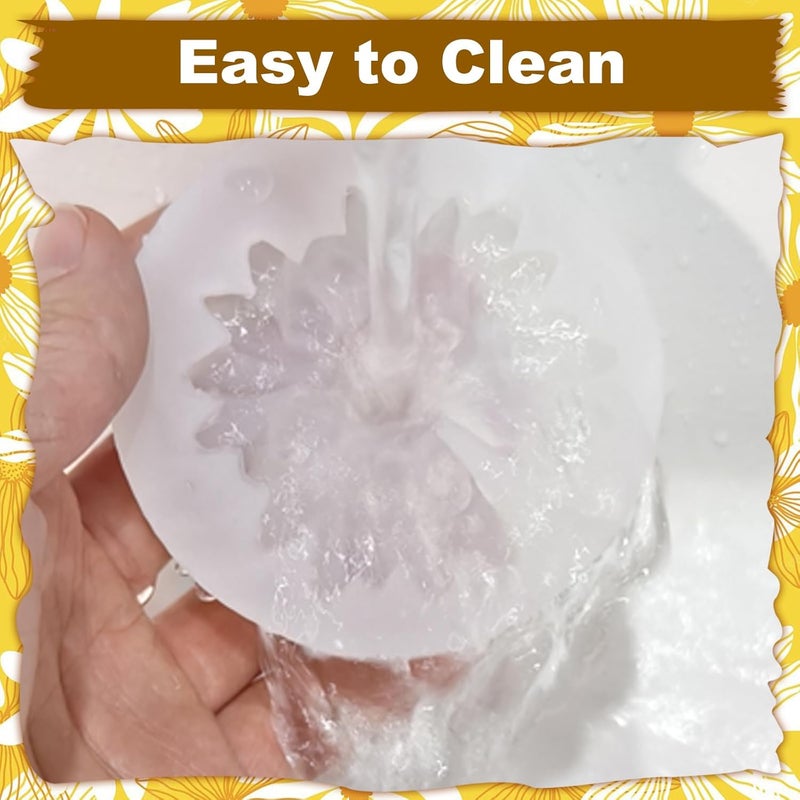 ZQYSING 4 Pcs Daisy Flower Silicone Molds for Candles, 3D Flower Fondant Chocolate Cake Cupcake Topper Decoration Mold, DIY Tealight Candle Soap Wax Epoxy Resin Concrete Casting Polymer Clay Craft - Image 5